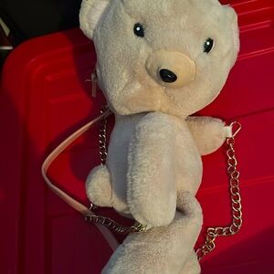 Bioworld Teddy Bear Crossbody Plush Purse Shoulder Bag Funky Festival Retro Gold